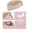 image:imageBAGSMART Small Makeup Bag Puffy Portable Cosmetic Pouch with Charm Zipper WaterResistant Travel Organizer for Women Baby Pink Small03Camel1 pcs