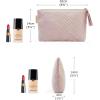 image:imageBAGSMART Small Makeup Bag Puffy Portable Cosmetic Pouch with Charm Zipper WaterResistant Travel Organizer for Women Baby Pink Small03Camel1 pcs