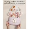 image:imageBAGSMART Small Makeup Bag Puffy Portable Cosmetic Pouch with Charm Zipper WaterResistant Travel Organizer for Women Baby Pink SmallInitialC