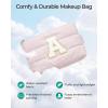 image:imageBAGSMART Small Makeup Bag Puffy Portable Cosmetic Pouch with Charm Zipper WaterResistant Travel Organizer for Women Baby Pink SmallInitialM