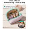 image:imageBAGSMART Small Makeup Bag Travel Cosmetic Bag Make Up Pouch Small Travel Zipper PouchWaterresistant Toiletry BagMakeup Organizer Bag for Women Black02Blue Ditsy Floral