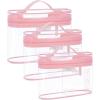 image:imageBAGSMART TSA Approved Toiletry Bag 2 Pack Clear Makeup Cosmetic Bag Organizer Quart Size Travel Bag for Toiletries Carryon Travel Accessories Essentials Pink2pcsPink