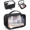 image:imageBAGSMART TSAApproved Toiletry Bag Large Opening Clear Makeup Bag with Handle Quart Sized Travel Toiletry Bag CarryOn Airline Compliant for Men and Women BlackBlack