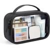 image:imageBAGSMART TSAApproved Toiletry Bag Large Opening Clear Makeup Bag with Handle Quart Sized Travel Toiletry Bag CarryOn Airline Compliant for Men and Women BlackBlack