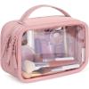 image:imageBAGSMART TSAApproved Toiletry Bag Large Opening Clear Makeup Bag with Handle Quart Sized Travel Toiletry Bag CarryOn Airline Compliant for Men and Women BlackBlush Pink