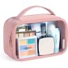 image:imageBAGSMART TSAApproved Toiletry Bag Large Opening Clear Makeup Bag with Handle Quart Sized Travel Toiletry Bag CarryOn Airline Compliant for Men and Women BlackBlush Pink