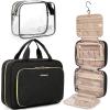image:imageBAGSMART Toiletry Bag Hanging Travel Makeup Organizer with TSA Approved Transparent Cosmetic Bag Makeup Bag for Full Sized Toiletries LargePinkBlack