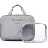 image:imageBAGSMART Toiletry Bag Hanging Travel Makeup Organizer with TSA Approved Transparent Cosmetic Bag Makeup Bag for Full Sized Toiletries LargePinkGrey