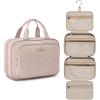 image:imageBAGSMART Toiletry Bag Hanging Travel Makeup Organizer with TSA Approved Transparent Cosmetic Bag Makeup Bag for Full Sized Toiletries LargePinkPink