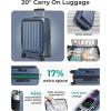image:imageBAGSMART Top Opening Carry On Luggage 22x14x9 Airline Approved with TSA Lock Expandable 20 Inch Deep Compartment Hard Shell Suitcases with Double Spinner Wheels BlueBlue