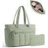 image:imageBAGSMART Tote Bag for Women 2 Set Tote Bag with Zipper Quilted Nurse Handbags for Work Travel College  20L Capacity 156 Laptop Bag with Cosmetic Bag Carry on Bag Nurse Gym BagGreen