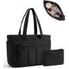 image:imageBAGSMART Tote Bag for Women 2 Set Tote Bag with Zipper Quilted Nurse Handbags for Work Travel College  20L Capacity 156 Laptop Bag with Cosmetic Bag Carry on Bag Nurse Gym BagBlack