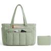image:imageBAGSMART Tote Bag for Women 2 Set Tote Bag with Zipper Quilted Nurse Handbags for Work Travel College  20L Capacity 156 Laptop Bag with Cosmetic Bag Carry on Bag Nurse Gym BagGreen