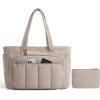 image:imageBAGSMART Tote Bag for Women 2 Set Tote Bag with Zipper Quilted Nurse Handbags for Work Travel College  20L Capacity 156 Laptop Bag with Cosmetic Bag Carry on Bag Nurse Gym BagCamel