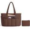image:imageBAGSMART Tote Bag for Women 2 Set Tote Bag with Zipper Quilted Nurse Handbags for Work Travel College  20L Capacity 156 Laptop Bag with Cosmetic Bag Carry on Bag Nurse Gym BagChocolate