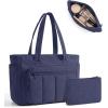 image:imageBAGSMART Tote Bag for Women 2 Set Tote Bag with Zipper Quilted Nurse Handbags for Work Travel College  20L Capacity 156 Laptop Bag with Cosmetic Bag Carry on Bag Nurse Gym BagNavy