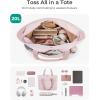 image:imageBAGSMART Tote Bag for Women Foldable Tote Bag With Zipper Travel Shoulder Bag Handbag for WorkBaby Pink