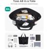 image:imageBAGSMART Tote Bag for Women Foldable Tote Bag With Zipper Travel Shoulder Bag Handbag for WorkBlack