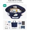 image:imageBAGSMART Tote Bag for Women Foldable Tote Bag With Zipper Travel Shoulder Bag Handbag for WorkNavy Blue