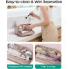 image:imageBAGSMART Travel Makeup Bag Cosmetic Bag Small Make Up Organizer CaseWideopen Pouch for Women Purse for Toiletries Accessories Brushes Pink03Brown