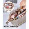 image:imageBAGSMART Travel Makeup Bag Cosmetic Bag Small Make Up Organizer CaseWideopen Pouch for Women Purse for Toiletries Accessories Brushes PinkB1 Layer Tranquil Gray