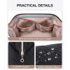image:imageBAGSMART Travel Makeup Bag Cosmetic Bag Small Make Up Organizer CaseWideopen Pouch for Women Purse for Toiletries Accessories Brushes PinkC1 Layer Black