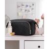 image:imageBAGSMART Travel Makeup Bag Cosmetic Bag Small Make Up Organizer CaseWideopen Pouch for Women Purse for Toiletries Accessories Brushes PinkC1 Layer Black