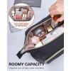 image:imageBAGSMART Travel Makeup Bag Cosmetic Bag Small Make Up Organizer CaseWideopen Pouch for Women Purse for Toiletries Accessories Brushes PinkC1 Layer Black