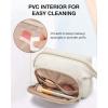 image:imageBAGSMART Travel Makeup Bag Cosmetic Bag Small Make Up Organizer CaseWideopen Pouch for Women Purse for Toiletries Accessories Brushes PinkD1 Layer Beige