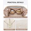 image:imageBAGSMART Travel Makeup Bag Cosmetic Bag Small Make Up Organizer CaseWideopen Pouch for Women Purse for Toiletries Accessories Brushes PinkD1 Layer Beige