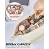 image:imageBAGSMART Travel Makeup Bag Cosmetic Bag Small Make Up Organizer CaseWideopen Pouch for Women Purse for Toiletries Accessories Brushes PinkD1 Layer Beige
