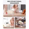 image:imageBAGSMART Travel Makeup Bag Cosmetic Bag Small Make Up Organizer CaseWideopen Pouch for Women Purse for Toiletries Accessories Brushes PinkD1 Layer Beige
