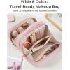image:imageBAGSMART Travel Makeup Bag Make Up Bag with Multiple Compartments for Organizer Durable amp Compact Cosmetic Organizer for Women for Travel Accessories BeigePink
