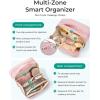 image:imageBAGSMART Travel Makeup Bag Make Up Bag with Multiple Compartments for Organizer Durable amp Compact Cosmetic Organizer for Women for Travel Accessories BeigePink