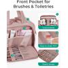 image:imageBAGSMART Travel Toiletry Bag Crush Toiletry Bag for Women Wideopen Puffy Toiletry Bags for Traveling Large Travel Cosmetic Makeup Bag Organizer for AccessoriesToiletrie BlueDark Pink