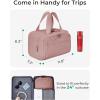 image:imageBAGSMART Travel Toiletry Bag Crush Toiletry Bag for Women Wideopen Puffy Toiletry Bags for Traveling Large Travel Cosmetic Makeup Bag Organizer for AccessoriesToiletrie BlueDark Pink
