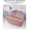 image:imageBAGSMART Travel Toiletry Bag Crush Toiletry Bag for Women Wideopen Puffy Toiletry Bags for Traveling Large Travel Cosmetic Makeup Bag Organizer for AccessoriesToiletrie BlueDark Pink