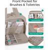 image:imageBAGSMART Travel Toiletry Bag Crush Toiletry Bag for Women Wideopen Puffy Toiletry Bags for Traveling Large Travel Cosmetic Makeup Bag Organizer for AccessoriesToiletrie BluecGrayish Brown
