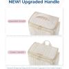 image:imageBAGSMART Travel Toiletry Bag Large Wideopen Travel Bag for Toiletries Makeup Cosmetic Travel Bag with HandleNavyCamel