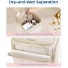 image:imageBAGSMART Travel Toiletry Bag Large Wideopen Travel Bag for Toiletries Makeup Cosmetic Travel Bag with HandleNavyCamel
