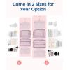 image:imageBAGSMART Travel Toiletry Bag with Jewelry Organizer Hanging Travel Bag for Toiletries Puffy Makeup Cosmetic Bag Organizer Carryon Travel Accessories Essentials BeigeMPink1