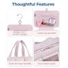 image:imageBAGSMART Travel Toiletry Bag with Jewelry Organizer Hanging Travel Bag for Toiletries Puffy Makeup Cosmetic Bag Organizer Carryon Travel Accessories Essentials BeigeMPink1