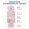 image:imageBAGSMART Travel Toiletry Bag with Jewelry Organizer Hanging Travel Bag for Toiletries Puffy Makeup Cosmetic Bag Organizer Carryon Travel Accessories Essentials BeigeMPink1