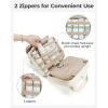 image:imageBAGSMART Travel Toiletry Bag with Jewelry Organizer Hanging Travel Bag for Toiletries Puffy Makeup Cosmetic Bag Organizer Carryon Travel Accessories Essentials BeigeMBeige3