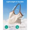 image:imageBAGSMRT Corduroy Tote Bag for Women Beach Bag with Zipper Casual Shoulder Bag Lightweight Travel Tote Hobo Handbag  PU Leather Handles 14L Capacity Inner Pocket Beach Travel Shopping CampusLight Beige