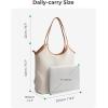 image:imageBAGSMRT Corduroy Tote Bag for Women Beach Bag with Zipper Casual Shoulder Bag Lightweight Travel Tote Hobo Handbag  PU Leather Handles 14L Capacity Inner Pocket Beach Travel Shopping CampusTan Brown