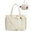 image:imageBAGAMSRT Crush Bow Tote Bag for Women Large Work Tote with 40oz Tumbler Puffer Travel Tote Bag for Work Yoga Gym  For Mom Diaper Large Capacity Everyday Bag Mothers day giftsBeige