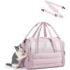 image:imageBAGSMART Cat Carrier SoftSided Pet Carrier for Small Medium Cats Dogs Puppy Quilted Collapsible Puffy Travel Bag Up to 20 Lbs PinkLBaby Pink