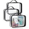 image:imageBAGSMART Clear Toiletry Bag TSA Approved Travel Toiletry Bag Carry On Travel Accessories Bag Airport Airline Quart Size Bags waterresistant Makeup Bag for WomenBasic Blackwith handle180 open