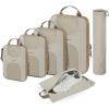 image:imageBAGSMART Compression Packing Cubes 6 Set Packing Cubes for Suitcases Lightweight Suitcases Organizers Bag Set amp Compression Travel Cubes Travel Essentials Packing Organizers05Camel